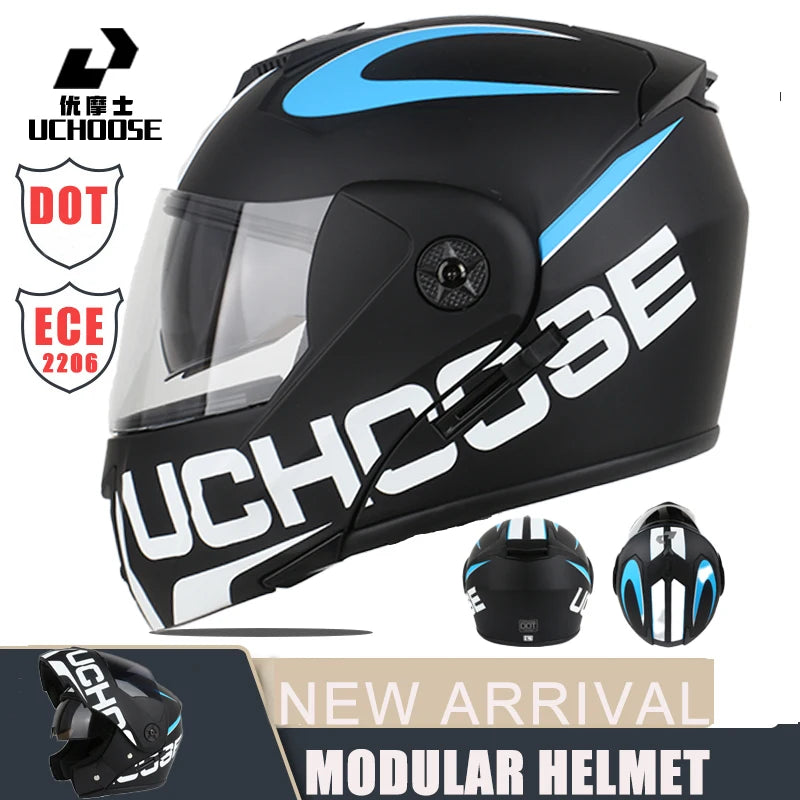 New Modular Motorcycle helmet full face racing with Double sun visor Women man flip up helmet Double lens DOT