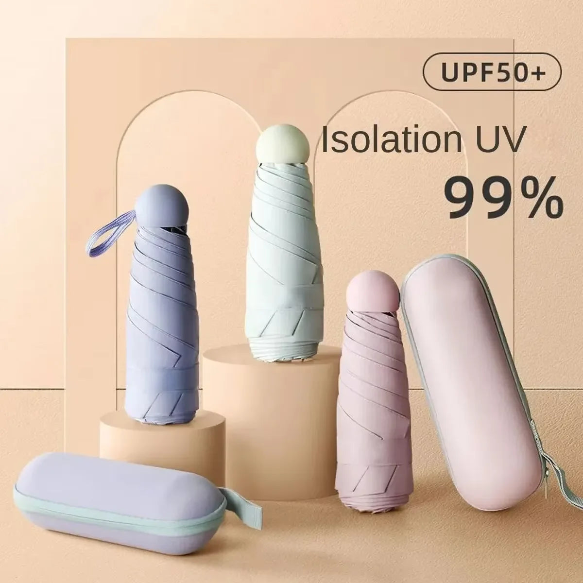 Ultra-light portable capsule umbrella, anti-UV umbrella, mini sun protection, anti-UV umbrella, sunshade, rain or shine umbrella