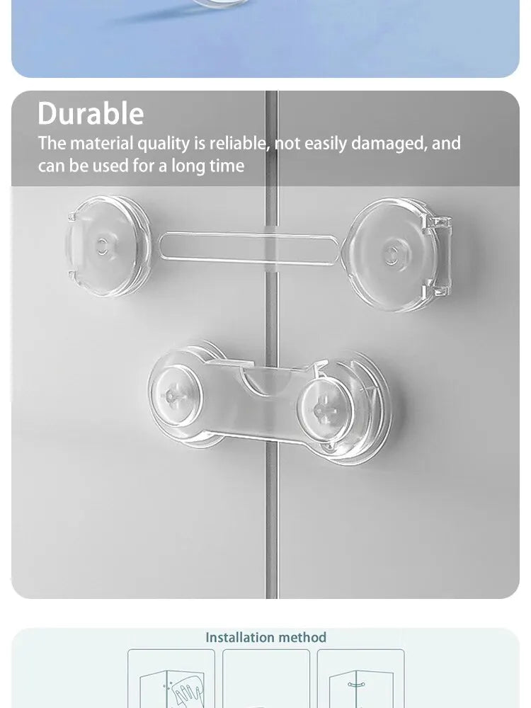 5PCS Child Safety Lock Drawer Anti Opening Lock Transparent Fridge Cabinet Door Lock Multi-functional Protection Safety Latch