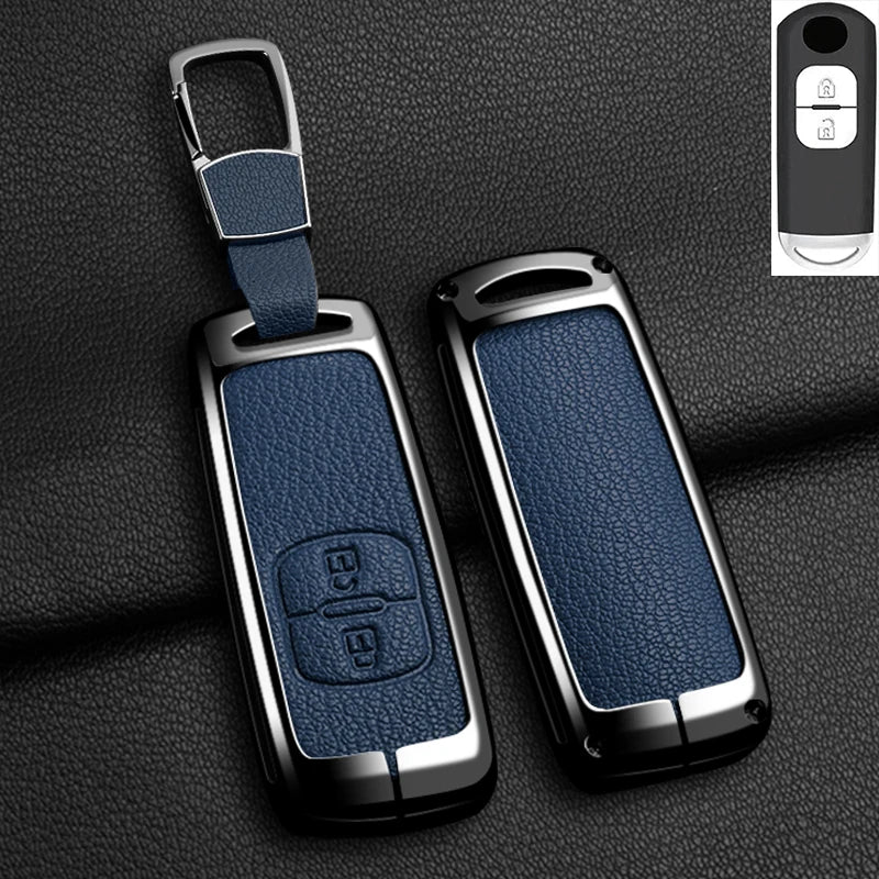 Suitable for Mazda Axela Atenza 3 2 6 CX3 CX5 CX30 CX8 CX9 MX5 SKYACTIV Zinc Alloy Car Key Cover Leather Car Key Bag Holder