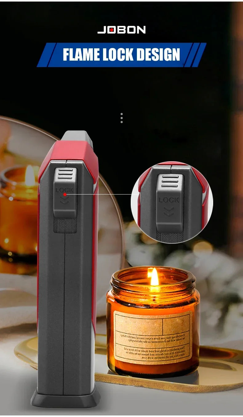JOBON Multiple-uses Spray Gun Welding Gun Windproof Strong Blue Flame Gun Lighter with Flame Lock Non-slip Base Ignition Gadgets