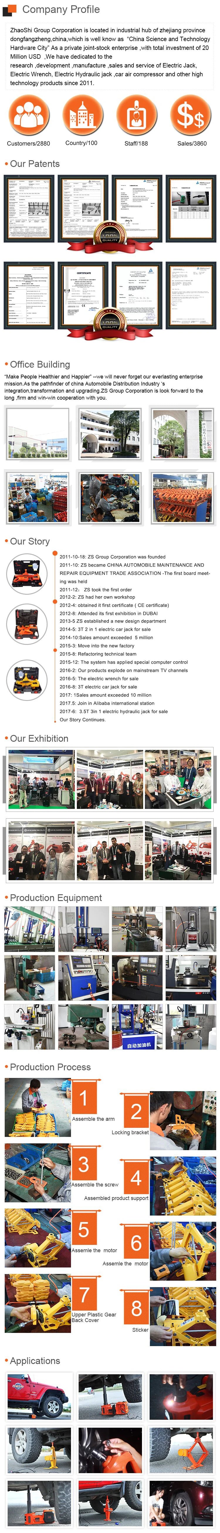 Latest Design Promotional Mechanical Low Profile Different Car Jacks 3T 35CM Electric Scissor Jack