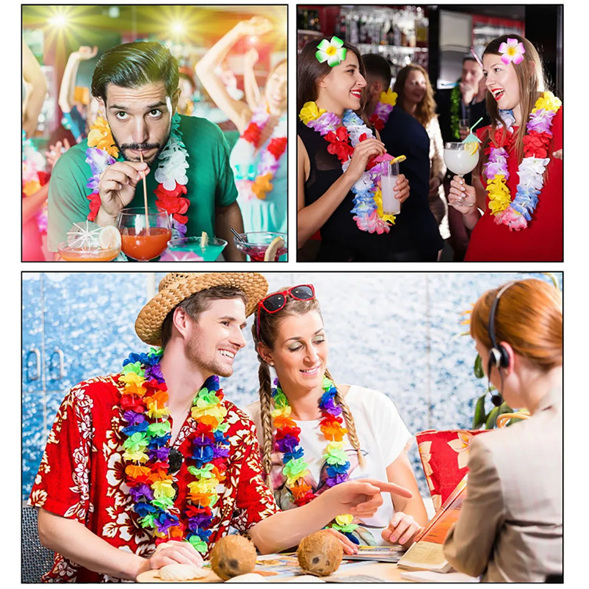 24/48Pcs Hawaii Party Artificial Flower Wreath Garland Summer Beach Theme Props Wedding Birthday Gatherings Decoration Supplies