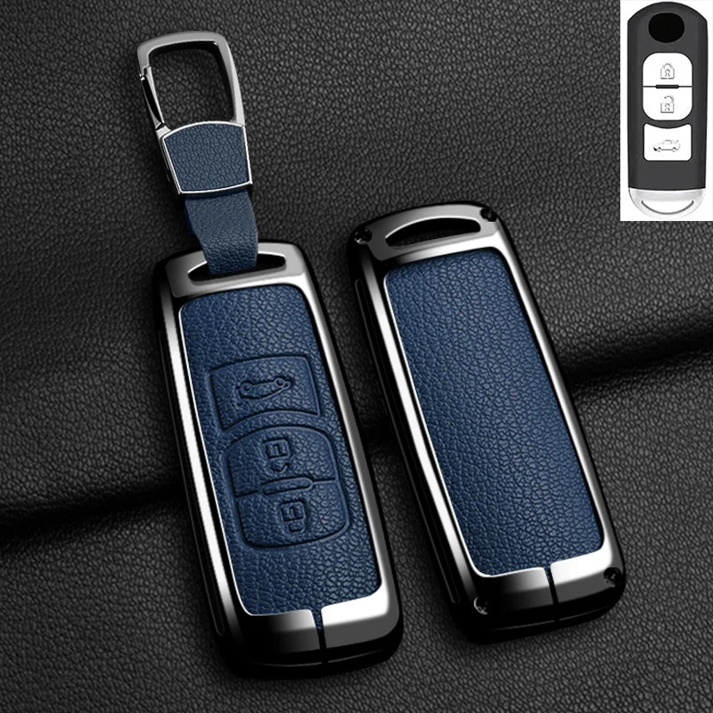 Suitable for Mazda Axela Atenza 3 2 6 CX3 CX5 CX30 CX8 CX9 MX5 SKYACTIV Zinc Alloy Car Key Cover Leather Car Key Bag Holder