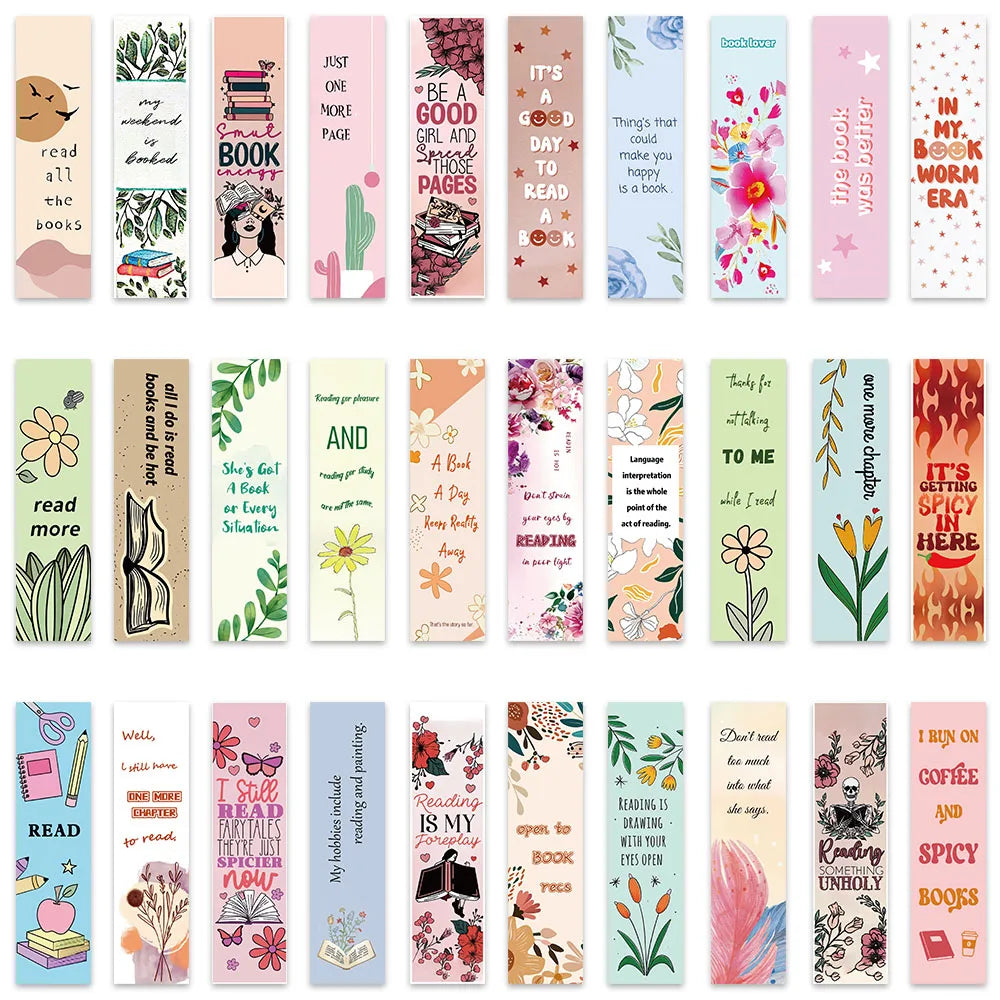30pcs Aesthetic Cartoon Bookish Reading Book Paper Bookmarks DIY Students Readers Page Marker Library Office Page Marking