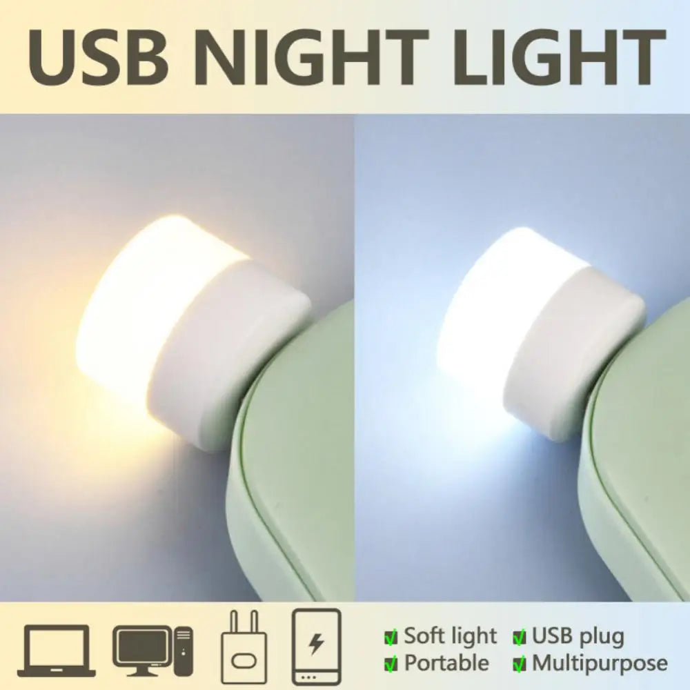 oobest USB Night Light Portable Eye Protection Reading Plug Bulbs Mini LED Lamp Computer Mobile Power Charging Small Book Lights