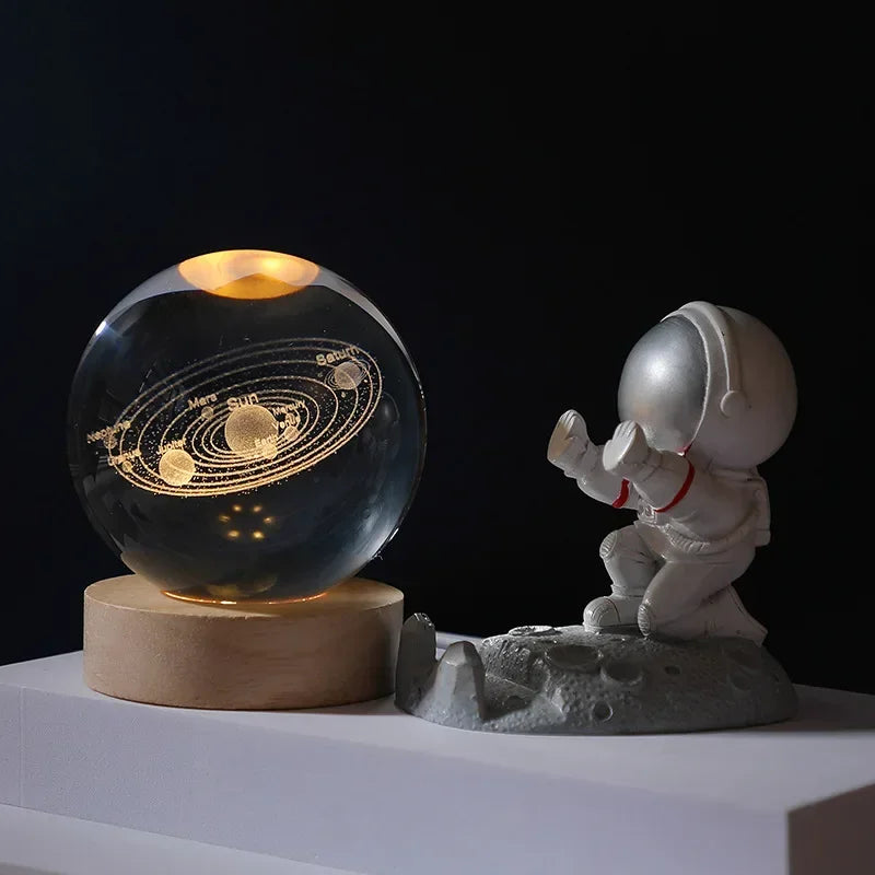 Engraved Crystal Ball Night Light with Wooden Base - Perfect Gift for Valentine's Day and Anniversary galaxy light
