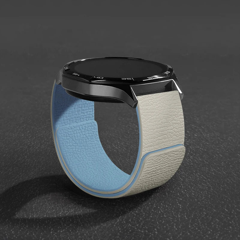 Magnetic Loop Strap For Samsung Galaxy Watch 7/6/5/4 Classic Silicone Lychee pattern 18mm 20mm 22mm Bracelet HUAWEI GT3-4-5 Band