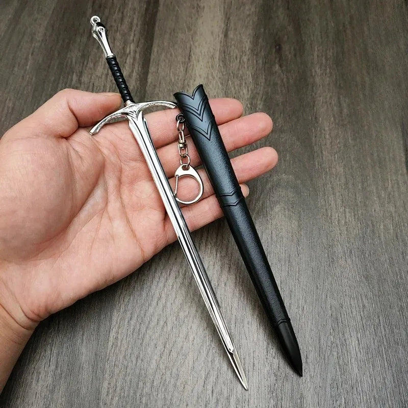 Glamdring Aragorn Narthil Sword Elves Anduril Middle-earth Weapon 22CM Metal Katana Samurai Sword Keychain Ornaments Gifts Toys