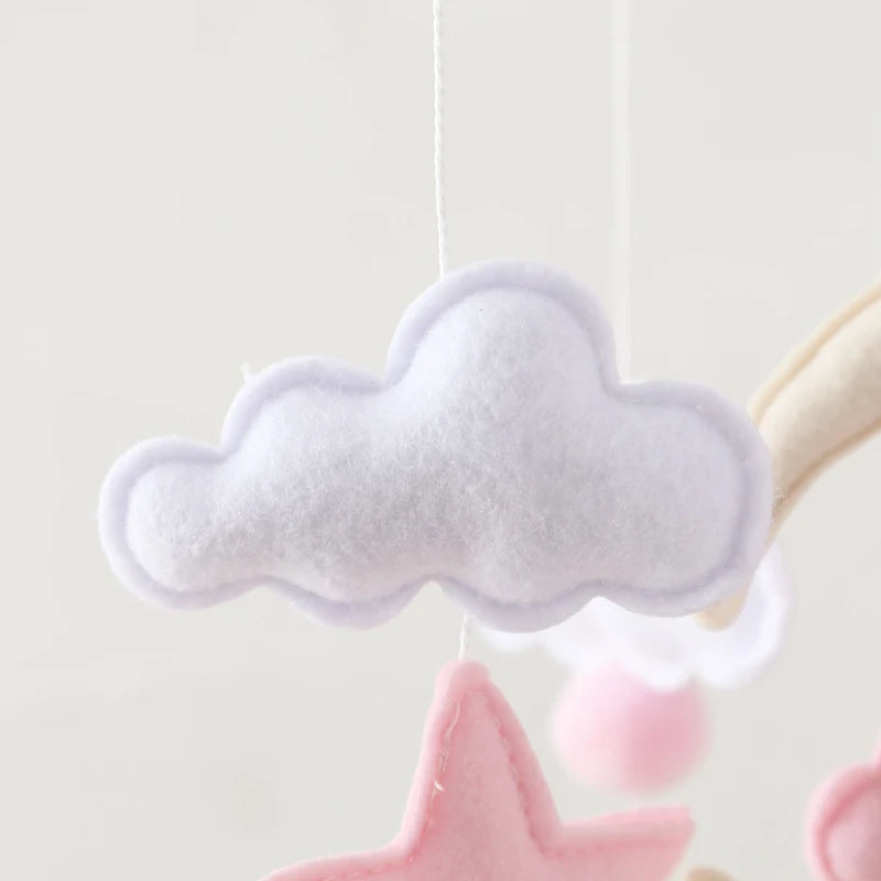 Crib Mobile Rattle Baby Wooden Bed Bell Baby Rattles Soft Felt Cartoon Bear Toys Crib Mobile Bed Bell Wood Toy Bracket Kid Gifts