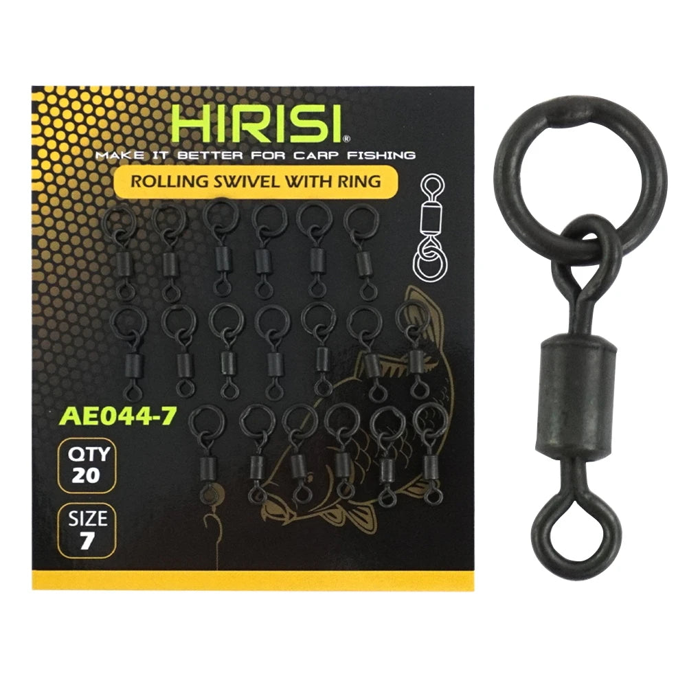 Hirisi 20 Piece Carp Fishing Swivels Snaps with Solid Ring Quick Change Fishing Hook Swivels AE044 Fishing Accessories