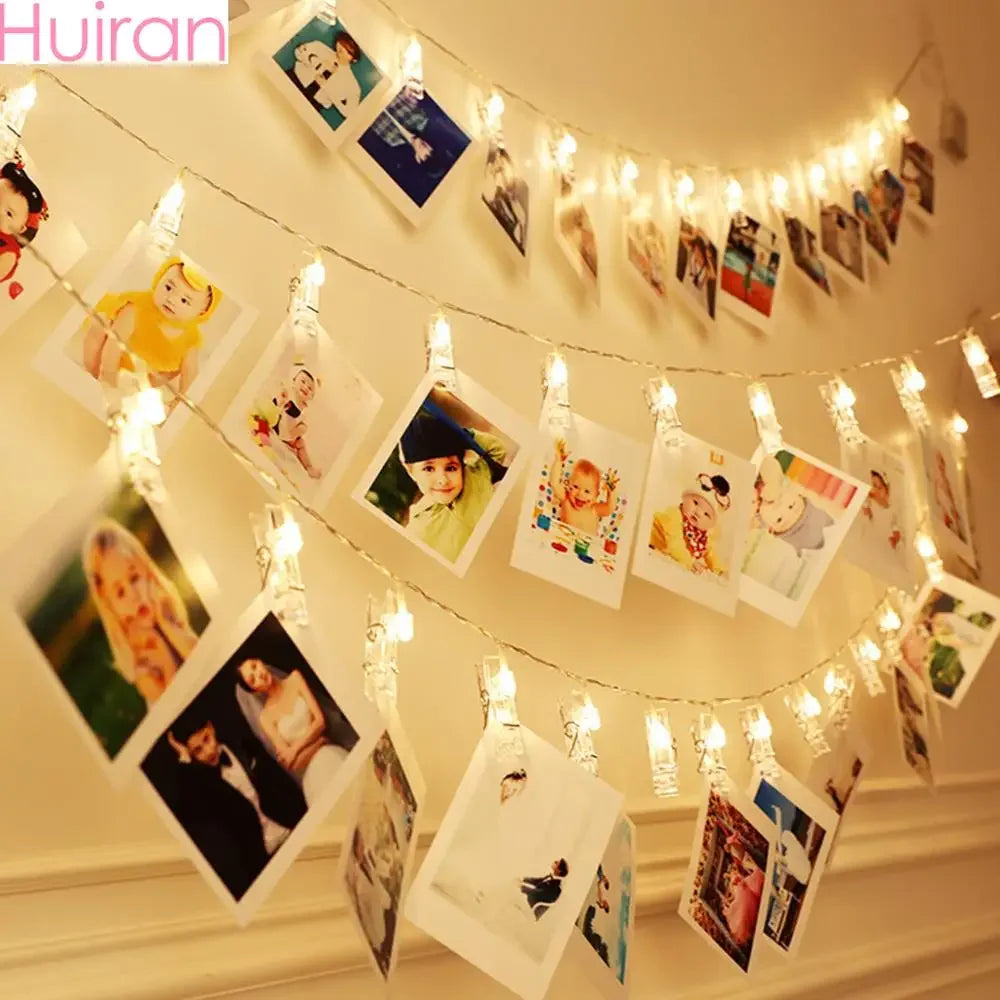 Photo Clip Light Banner Lamps 2024 Wedding Decoration Birthday Party Decor Kids Girl Boy Baby Shower Banner Christmas Decoration