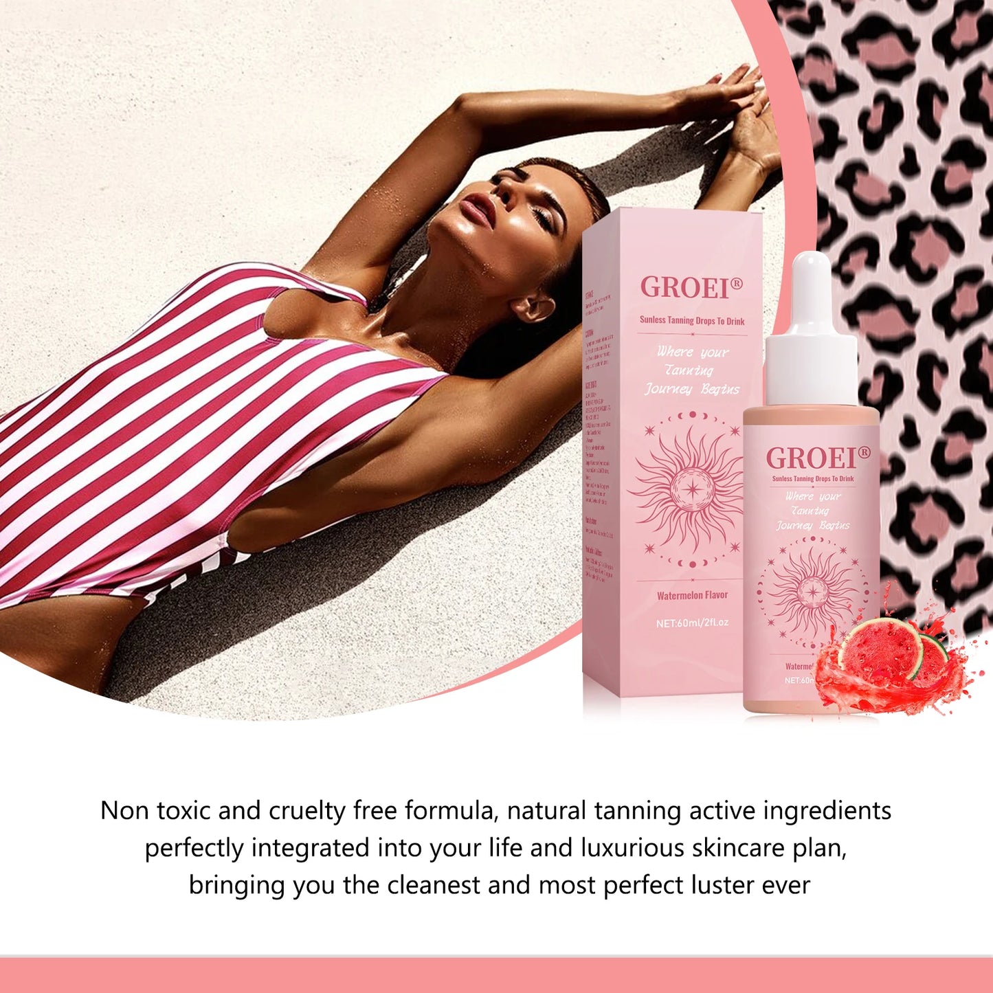 Watermelon Tanning Drops Face Body Long Lasting Bronzer Intensive Bronzing Brown Solarium Sunbeds Moisturizing  Self Tanner