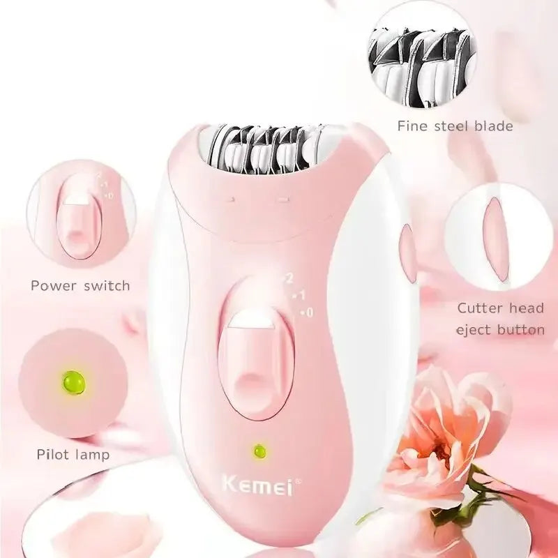 Kemei Lady's Electric Epilator Two Speed Rechargeable Remover Waterproof Portable Women' Shaver for Legs and Bikini Area KM-189B
