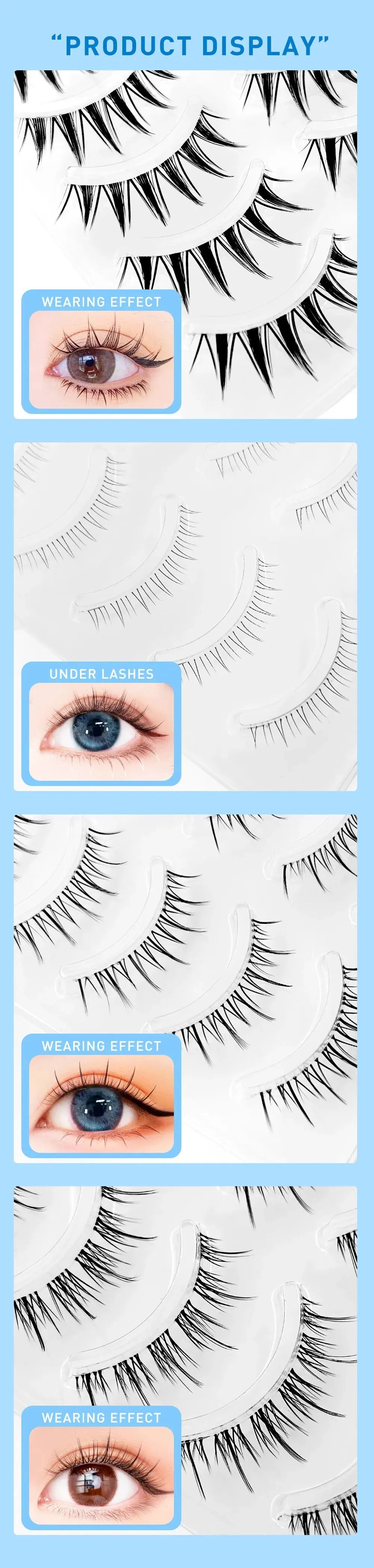 5Pairs Lashes Premade Fan A/M Shape 3D Spikes Cluster Eyelash Mix Extension Makeup Super Natural Wispy DIY Premade Peduncle