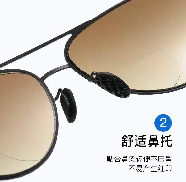 Bifocal Reading Glasses Men Fashion Double Bridge Sunglasses Male Look Far and Near Anti Glare Hyperopia Eyeglasses +100 To +350