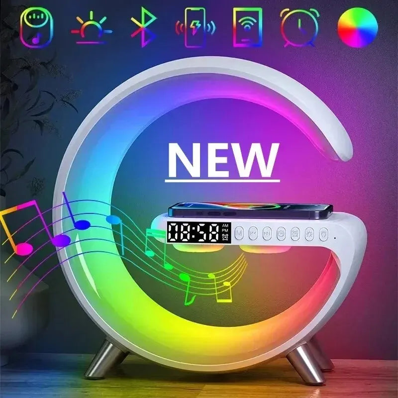 APP Control Original Big G 15W Wireless Charger Stand LED RGB Light Desk Lamp Speaker For iPhone Samsung Fast Charging Station