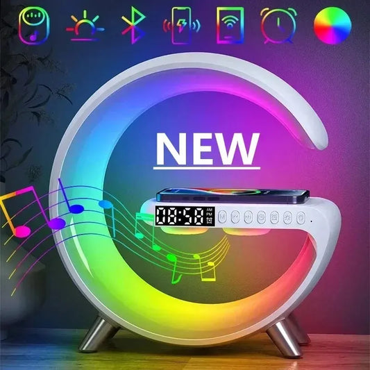 APP Control Original Big G 15W Wireless Charger Stand LED RGB Light Desk Lamp Speaker For iPhone Samsung Fast Charging Station