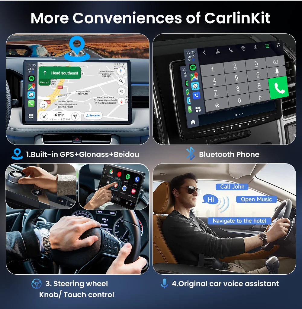 CarlinKit CarPlay Ai Box Android 13 SM6225 8 cores 8G+128G for Netflix Smart TV Box Wireless CarPlay Android Auto 512GB via TF