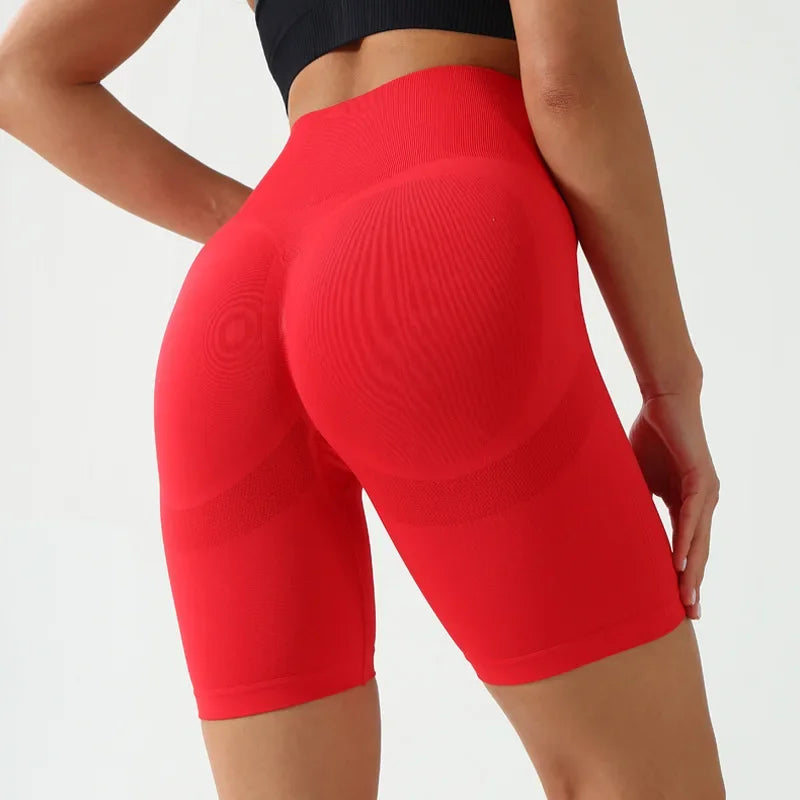 Amazon 2021 Summer Seamless Knit Peach Hip Yoga Shorts Sweatpants Fitness Base Shorts European And American Style Women's Yoga W