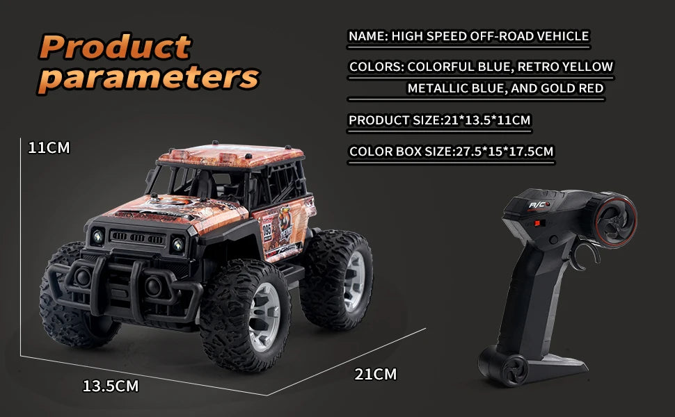 2.4G RC Car Electric Drive Off-Road Big Wheel High Speed Purple Remote Control Trucks Girls Toys for Children
