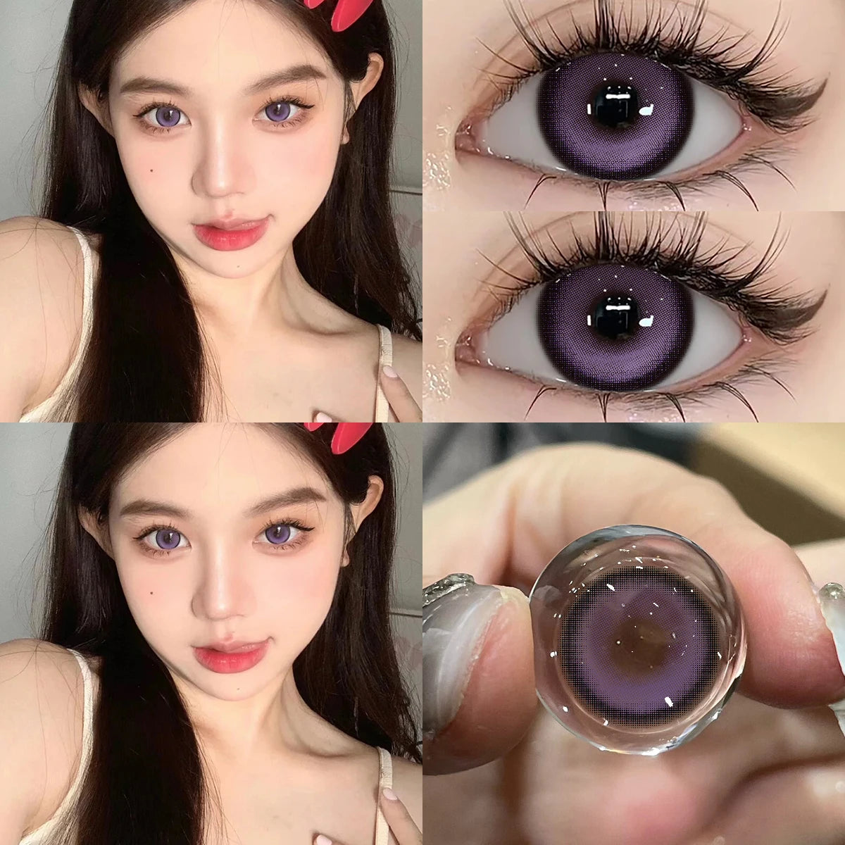 Contact Lenses for Halloween 2PCS Colored Contact Lenses Cosplay Purple Lenses 1Yearl Fashion Color Beauty Lenses Bio-essence