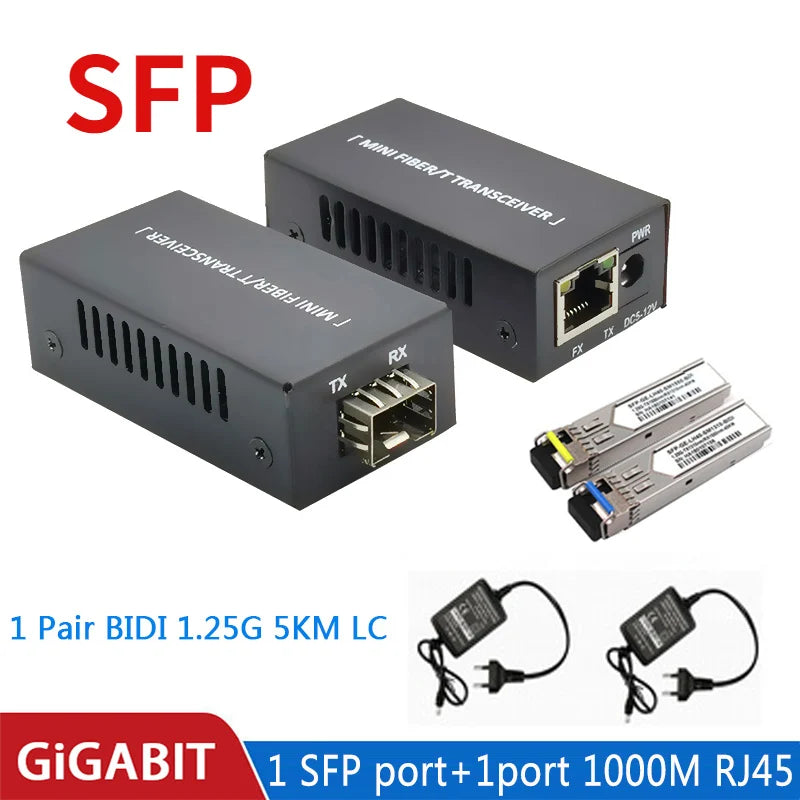 Sfp Media Converter Gigabit Mini10/100/1000Mbps Fiber Optical Ethernet Switch 1SFP1E 1F1E