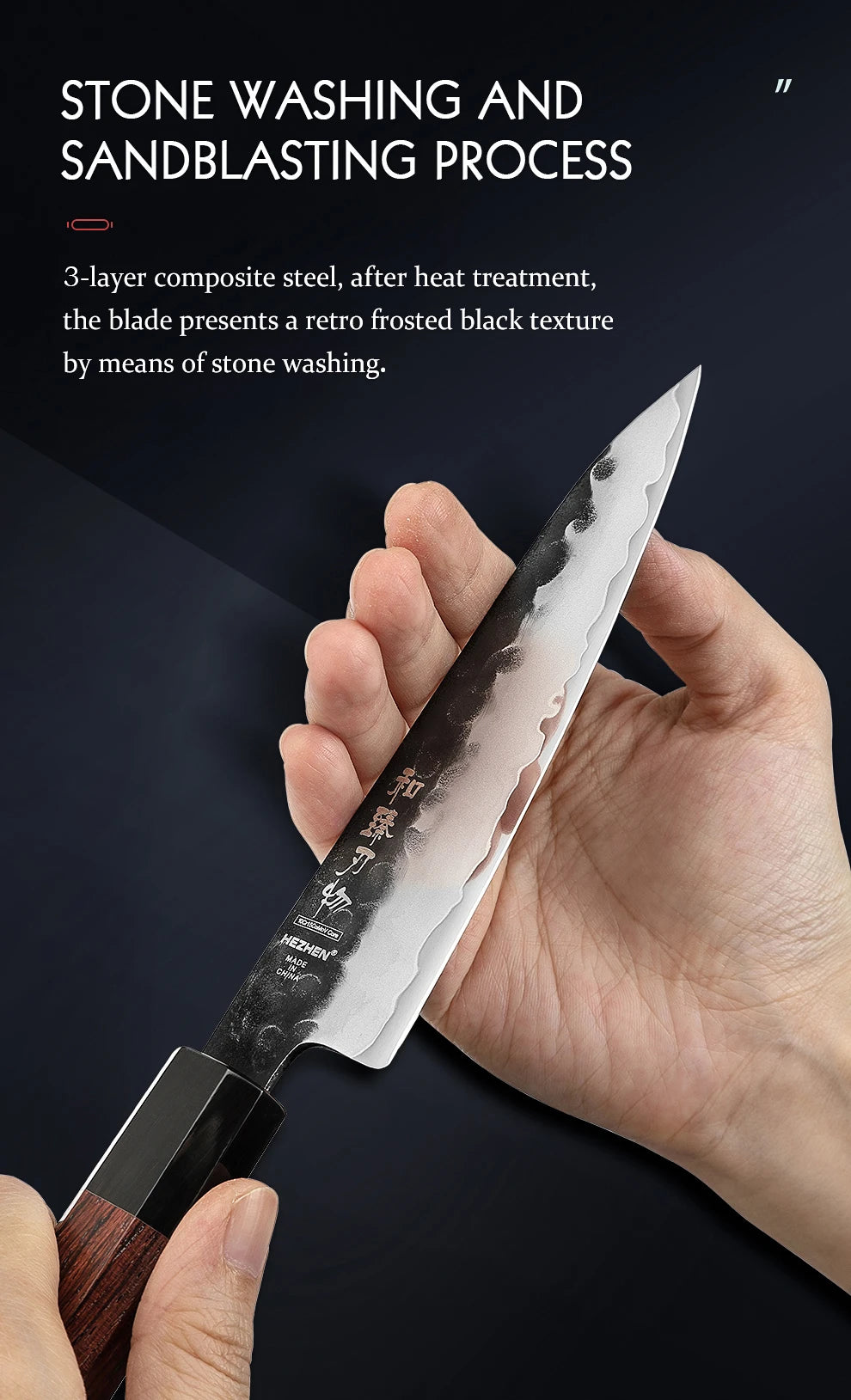 HEZHEN 5.5 Inches Utility Knife Stainless Steel Kitchen Cooking Knives Rosewood Handle With Gift Box Three-layer Composite Steel