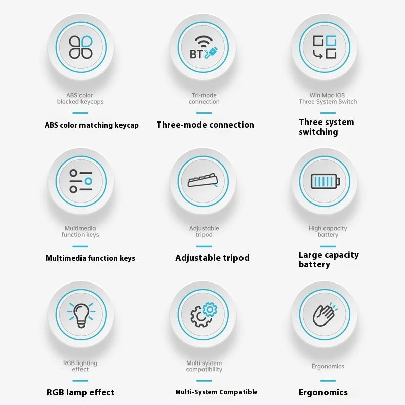 Ajazz Af98 Wireless Bluetooth Three-Mode Keyboard E-Sports Game Special Mechanical Touch Typing Office Computer Wired Keyboard