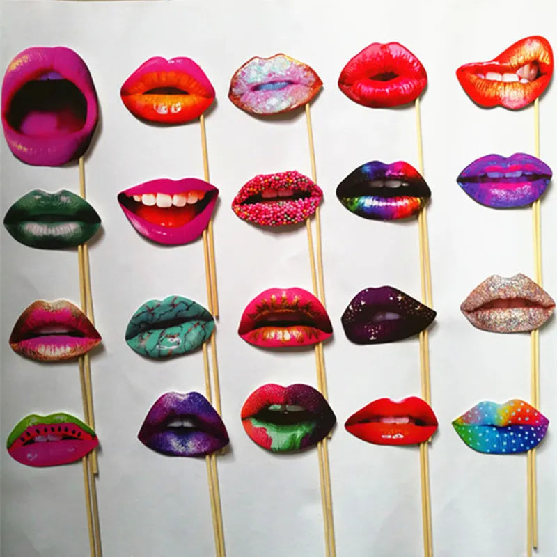 20pcs/set Adult Funny Lip Mouth DIY Photobooth Props Wedding Decoration DIY Photo Booth Birthday Party Wedding Decorations