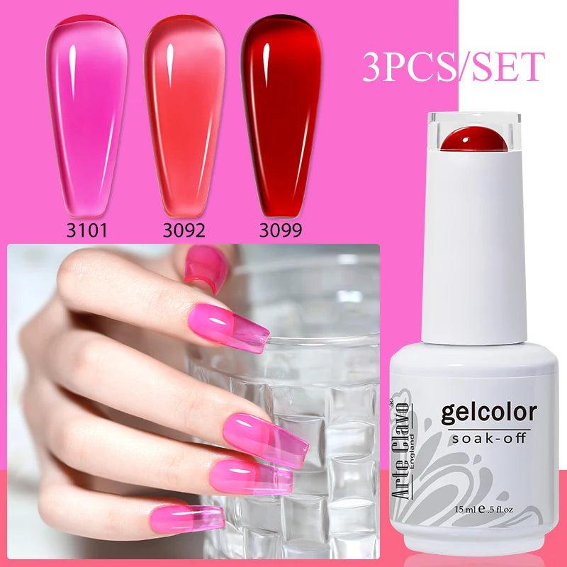 3PCS/Set Arte Clavo Gel Nail Polish Kit 15ml Nail Art UV LED Gel Set For Manicure Long Lasting Gel Polish Set Soak off Varnishes