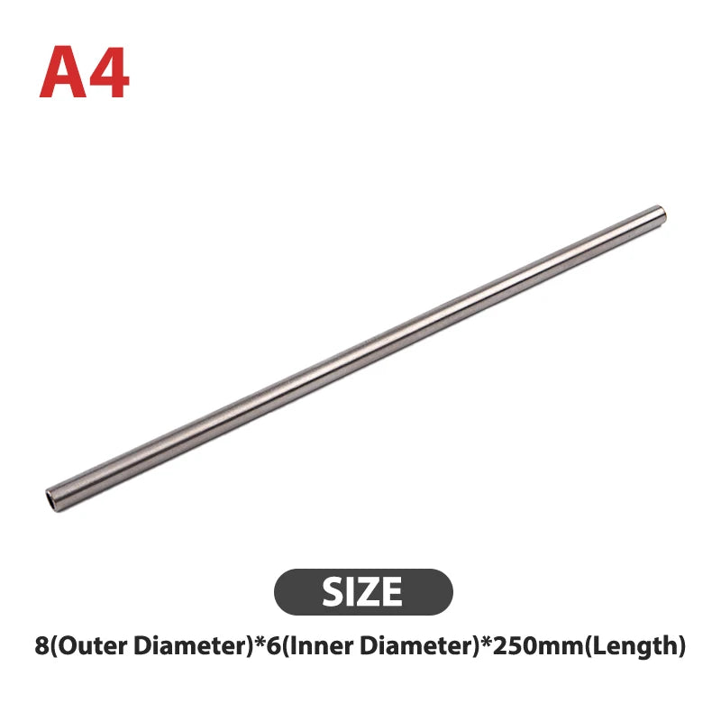 Silver Round 304 Stainless Steel Capillary Tube Pipe 250mm Hollow Circular Tube OD 3/4/5/6/8/10mm ID 2/3/5/6/8mm