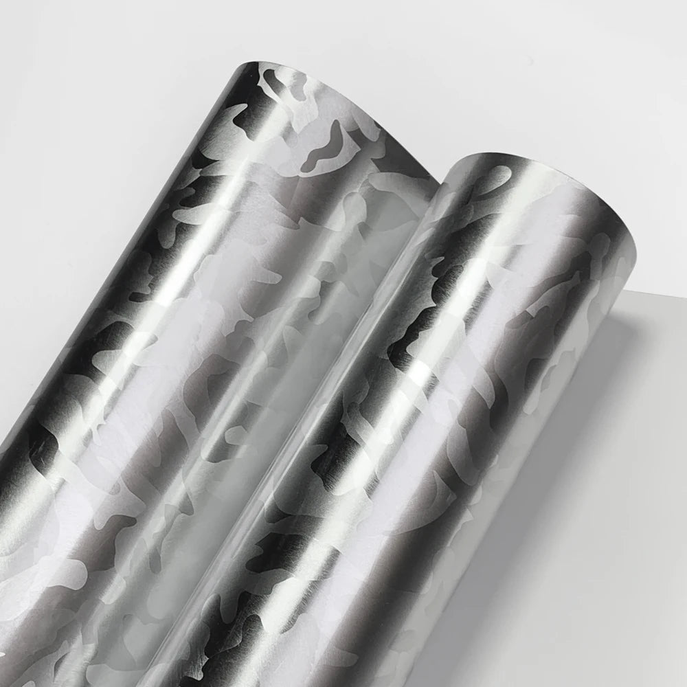 Carbon Fiber Sticker Ghost Silver Carbon Fiber Vinyl Wrap Films Glossy Car Sticker Anti Scratch Waterproof Decal Car Accessories