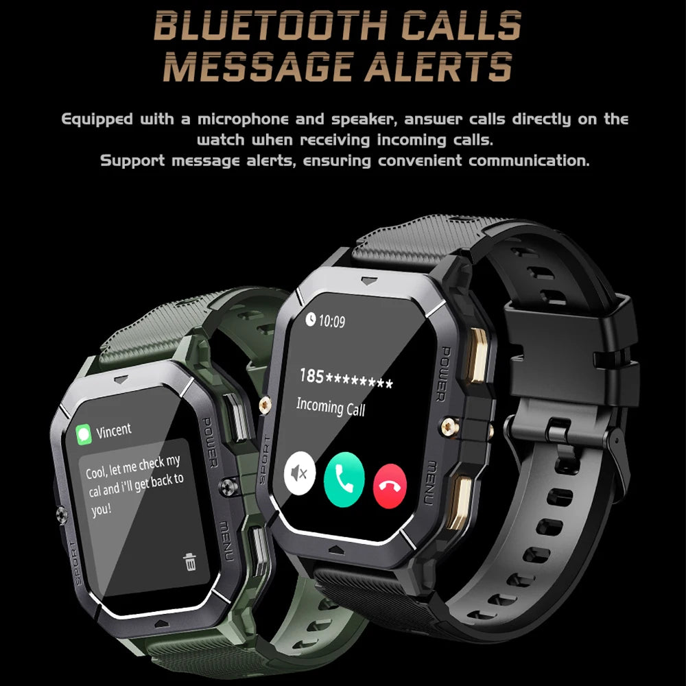 LEMFO New C28 Smart Watch Men 100+ Sports Modes Bluetooth Call Smartwatch 2024 2.02" 1ATM Waterproof Outdoor Military Wristwatch