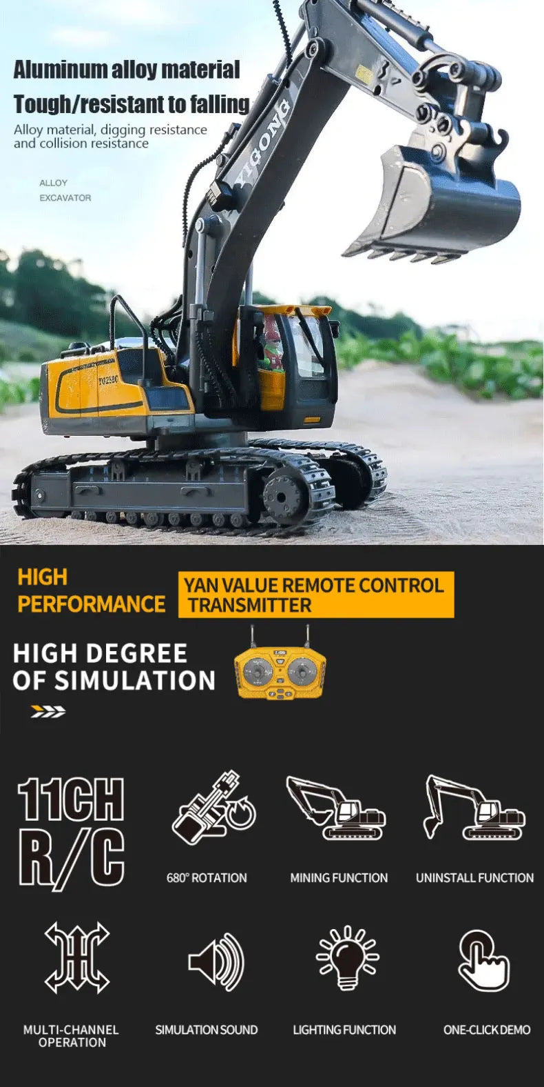 Children Remote Control Car Toys For Boys RC Constructionl Excavator Dump Truck Bulldozer Electric Car Kids Toys Christmas Gifts