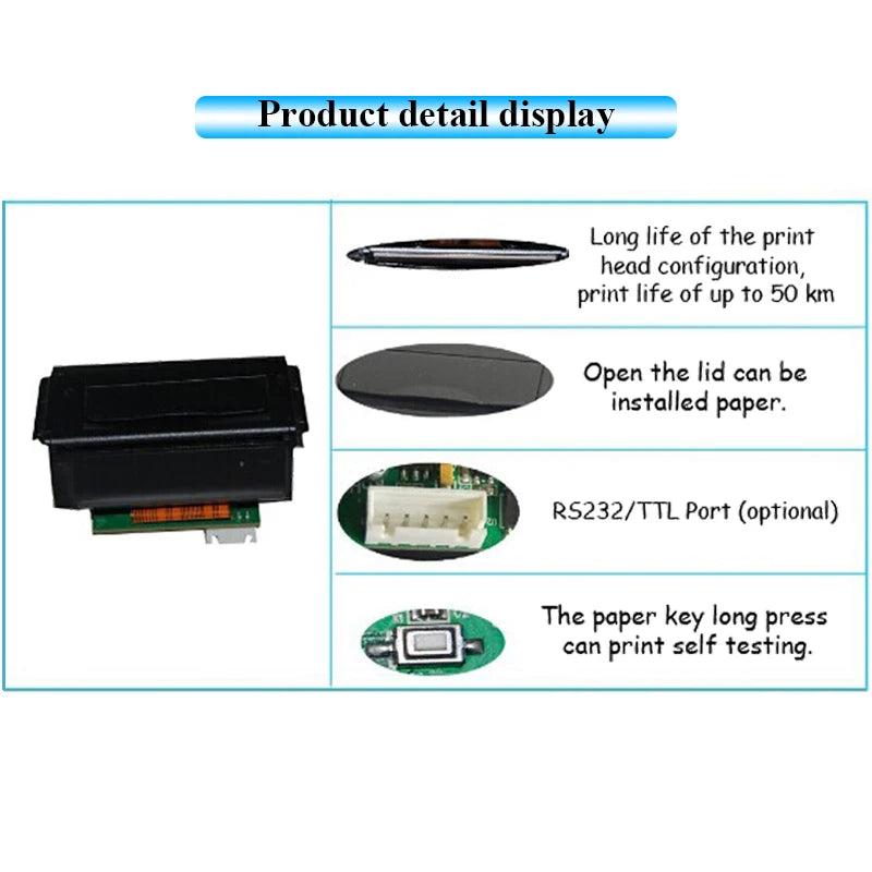 58mm Embedded Receipt Thermal Printer Panel Kiosk Printer with TTL/RS232 Interface