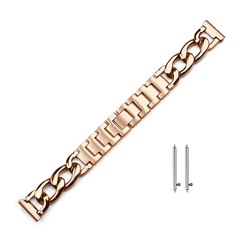 20mm Metal Chain Bracelet For Samsung Galaxy Watch 4 5 6 3 40mm 44mm Classic 42mm 46mm 43/47mm For Huawei GT3 GT4 Amazfit GTS