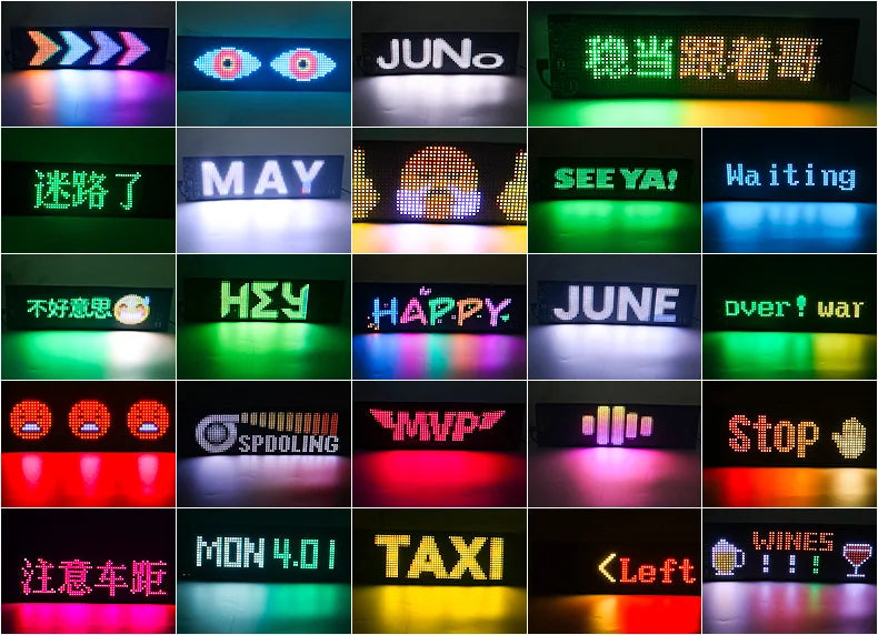 LED Matrix Pixel Panel USB 5V Flexible Addressable RGB Pattern Graffiti Scrolling Text Animation Display Car Shop Bluetooth APP