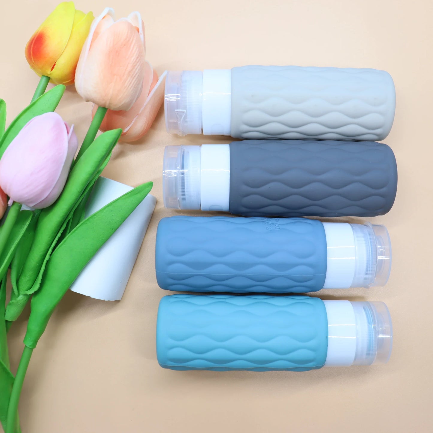 4pcs Travel Refillable Bottle Set Portable Silicone Squeezed Empty Soft Sub-bottling Tool Liquid Container Spray Lotion