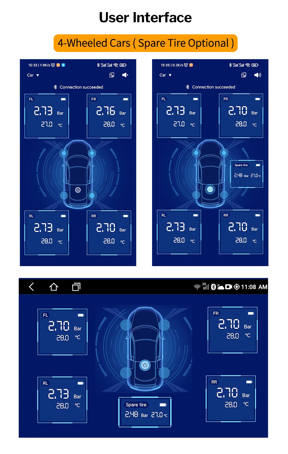 Deelife Car TPMS for Android iOS Tire Pressure Monitoring Control System 4-5 Wheel Tyre Sensor Bluetooth-compatible BLE TMPS