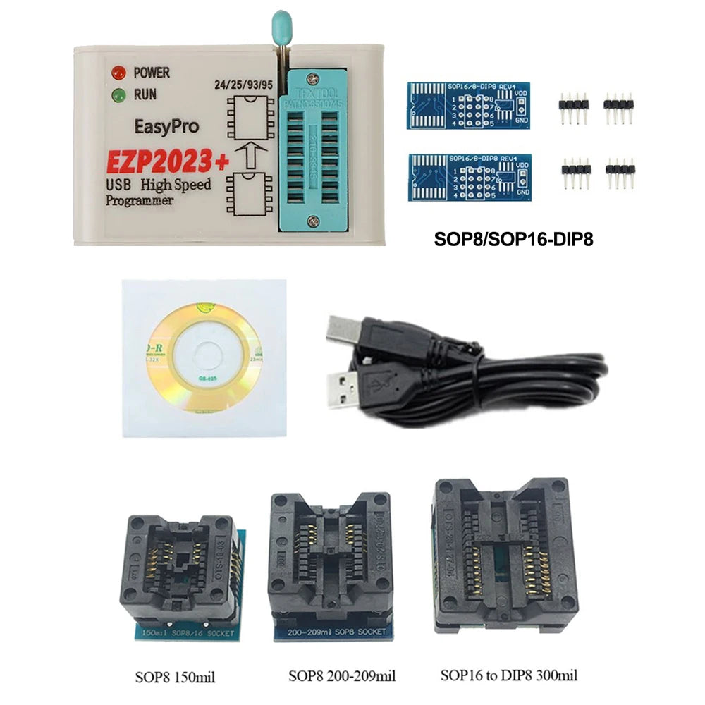 EZP2023 High-Speed USB SPI Programmer+12 Adapters Support 24 25 26 93 95 EEPROM 25 Flash Bios Chip Better Than EZP2019