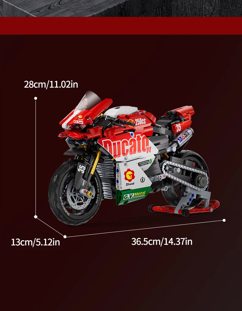 800+PCS Motorcycle Building Blocks Set Super Motorbike 1:10 Model Kit Technical Racing Kid Assembled Toy Gift For Boys And Girls