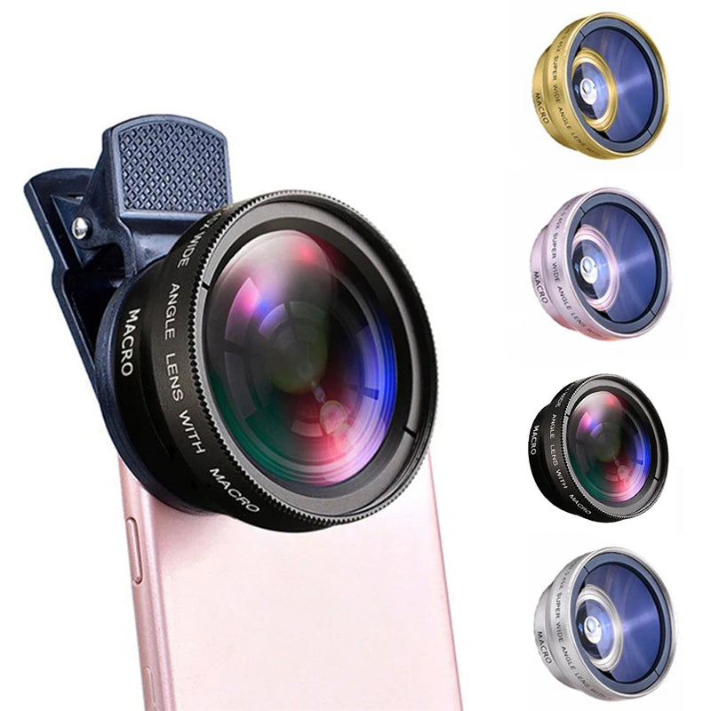 2 IN 1 Lens Universal Clip 37mm Mobile Phone Lens Professional 0.45X 49uv Super Wide-Angle + Macro HD Lens For iPhone Android