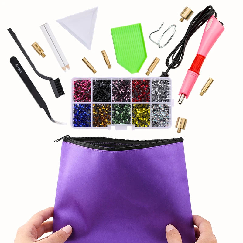 QIAO Hotfix Rhinestones Applicator Tools Kit Iron on Essential Rhinestone Set for Garment Bag Shoes DIY Craft