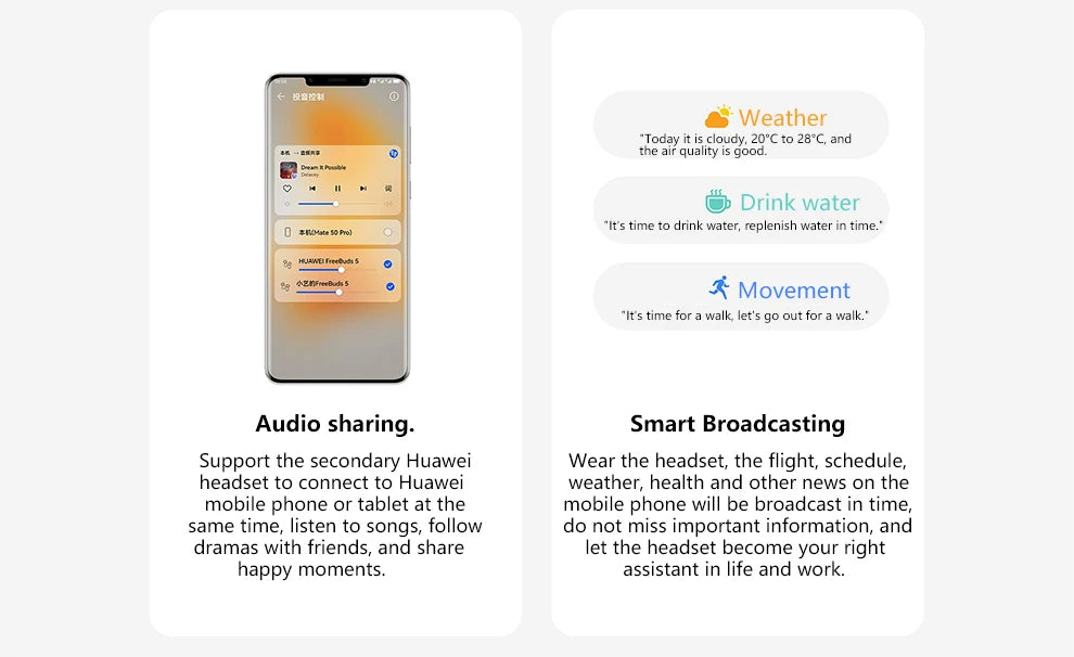 Original Huawei Freebuds 5 Earphones TWS Wireless Bluetooth 5.2 Headphones Active Noise Reduction Earbuds LDAC Hifi IP54 Headset