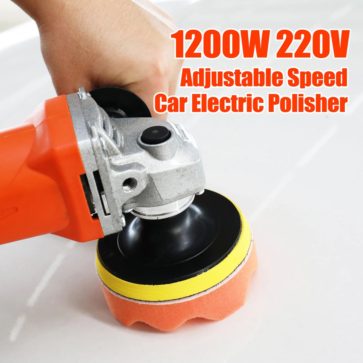 1200W 220V Adjustable Speed 6 Gears Car Electric Polisher Waxing Machine Automobile Furniture Polishing Tool EU Plug