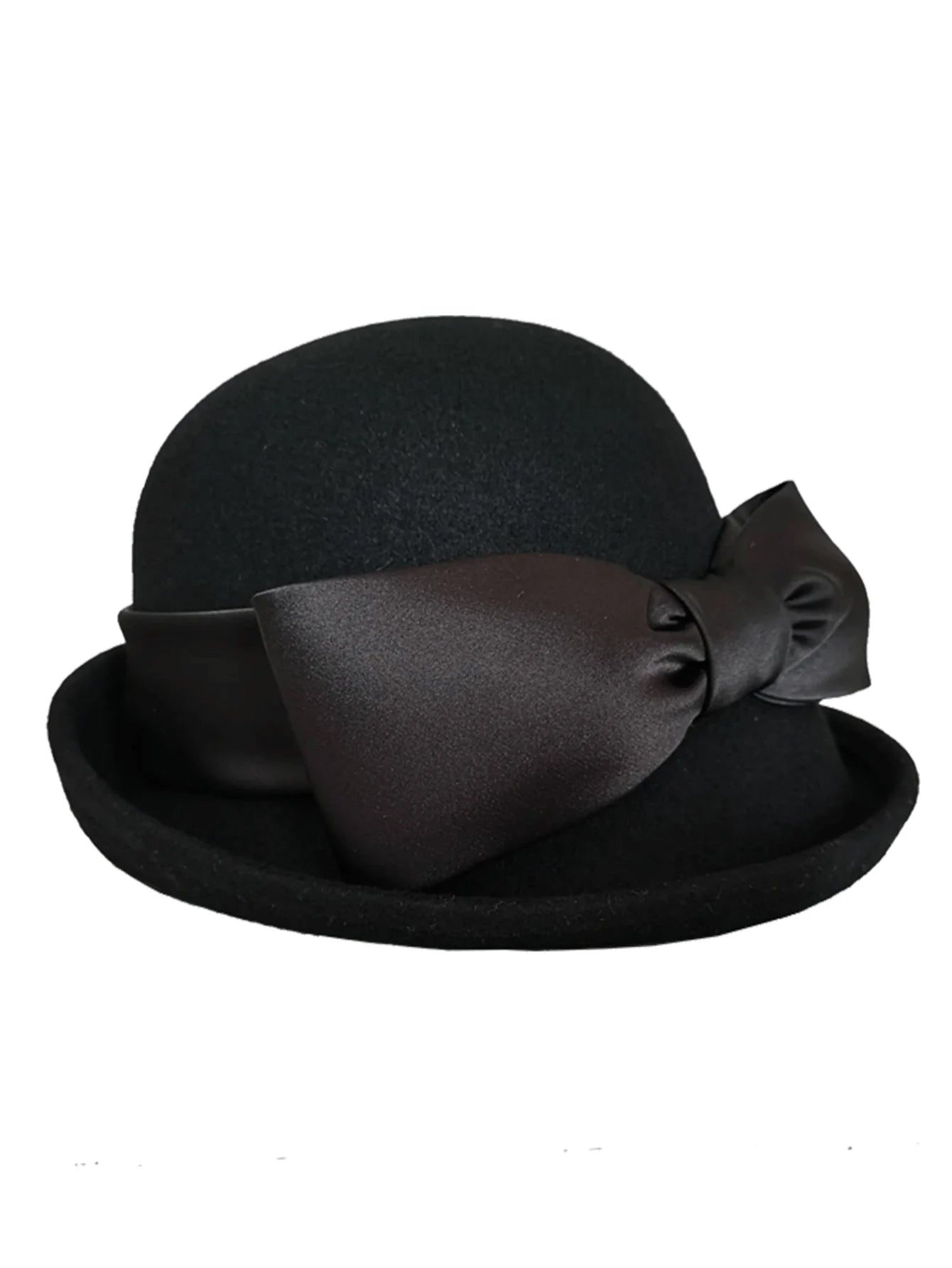 Wool Felt Fedoras Hats for Women Ladies White Black Elegant Curl Brim Top Hat for Wedding Bride Formal Church Cocktail Tea Party