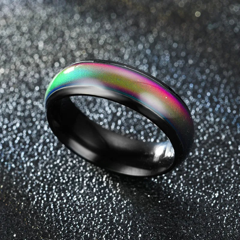 5 Colors Stainless Steel Changing Color Rings Mood Emotion Feeling Temperature Ring for Women Men Couples Ring Tone Jewelry Gift