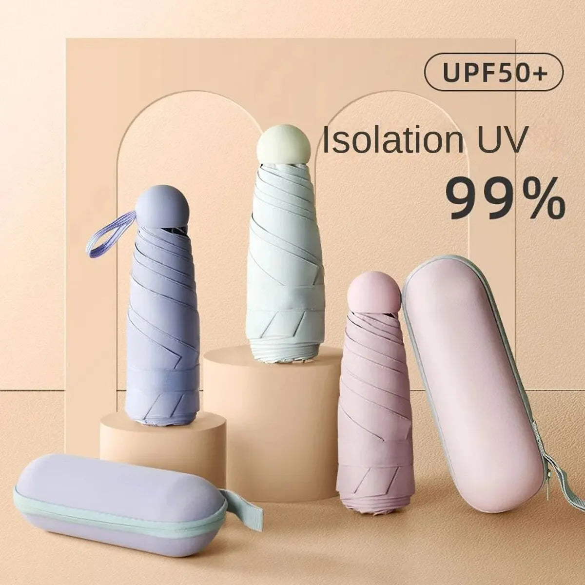 Ultra-light portable capsule umbrella, anti-UV umbrella, mini sun protection, anti-UV umbrella, sunshade, rain or shine umbrella