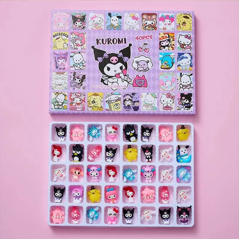 36pcs Sanrio Hellokitty Melody Doll Cartoon Gift Box Hole Outfit Children'S Handmade Cute Surprise Blind Box Birthday Girl Gift